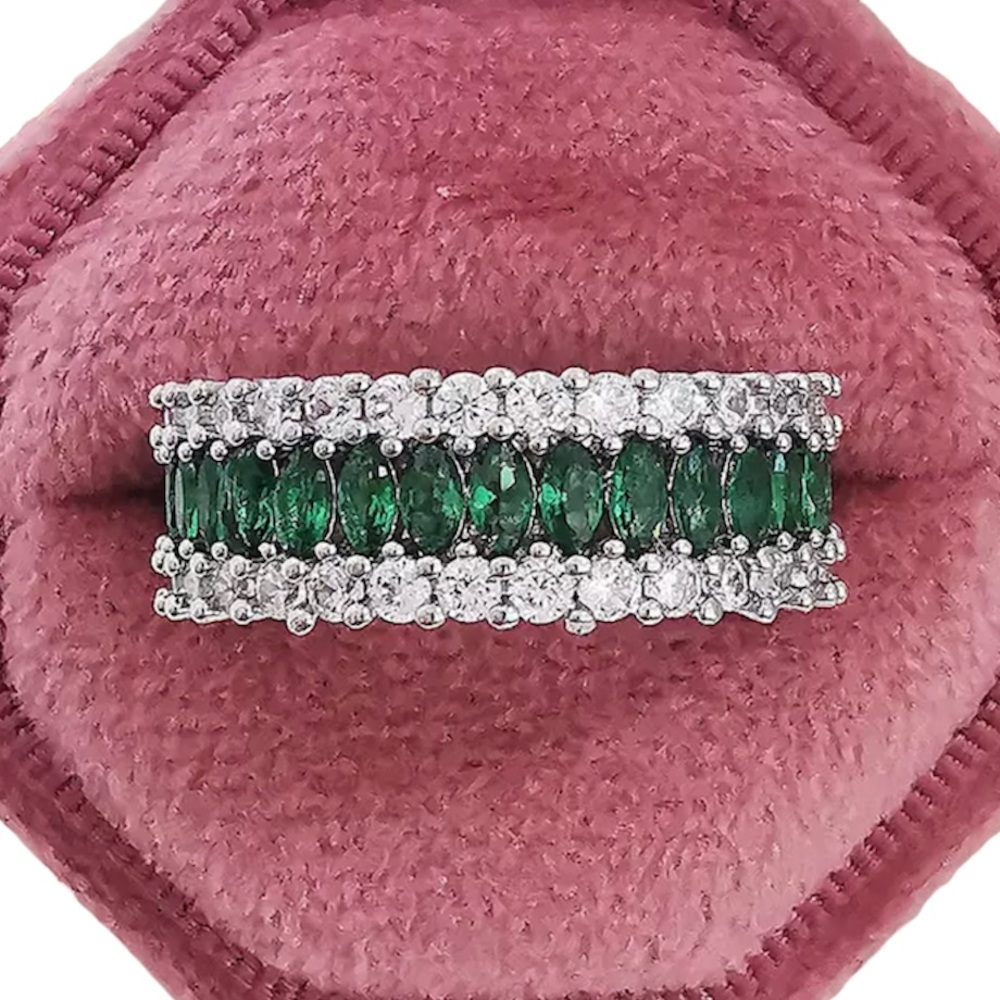 Simulated Emerald Green Eternity Ring - image 1